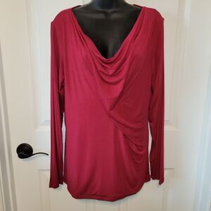 Pendleton Top Woman Large Red Cowl Neck Drape Minimalist Base Balletcore